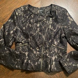 Xoxo black & gold blazer lace jacket size Large